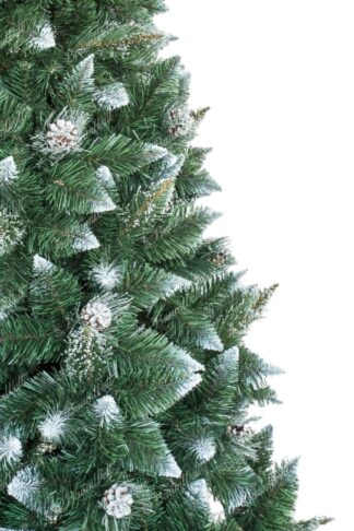 Künstlicher Weihnachtsbaum Silberkiefer mit Eiskristallen. Der Baum hat schneebedeckte Enden und ist mit Eiskristallen geschmückt.