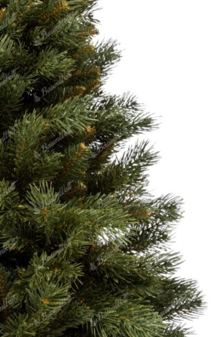Künstlicher Weihnachtsbaum 3D Mini Kiefer im Topf. Der Baum steht in einem schönen Topf und hat dicke grüne Nadeln.
