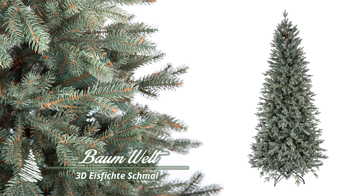 Künstlicher Weihnachtsbaum 3D Eisfichte Schmal 210cm Baumwelt