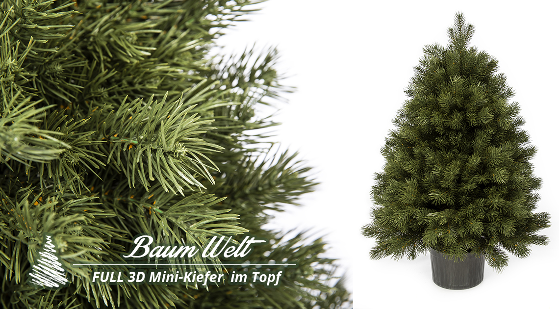 Künstlicher Weihnachtsbaum FULL 3D Mini Kiefer 100cm im Topf Baumwelt