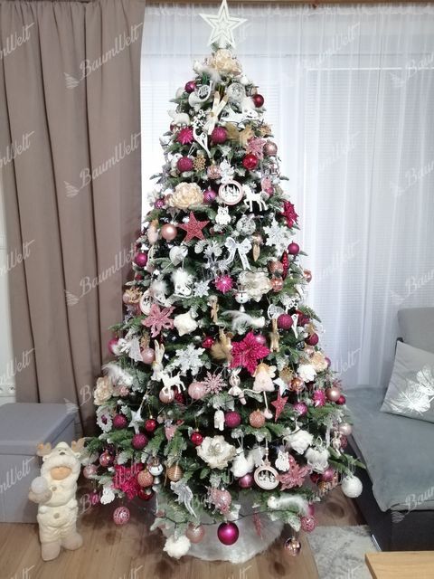 Künstlicher Weihnachtsbaum 3D Tanne mit Kunstschnee 210cm
