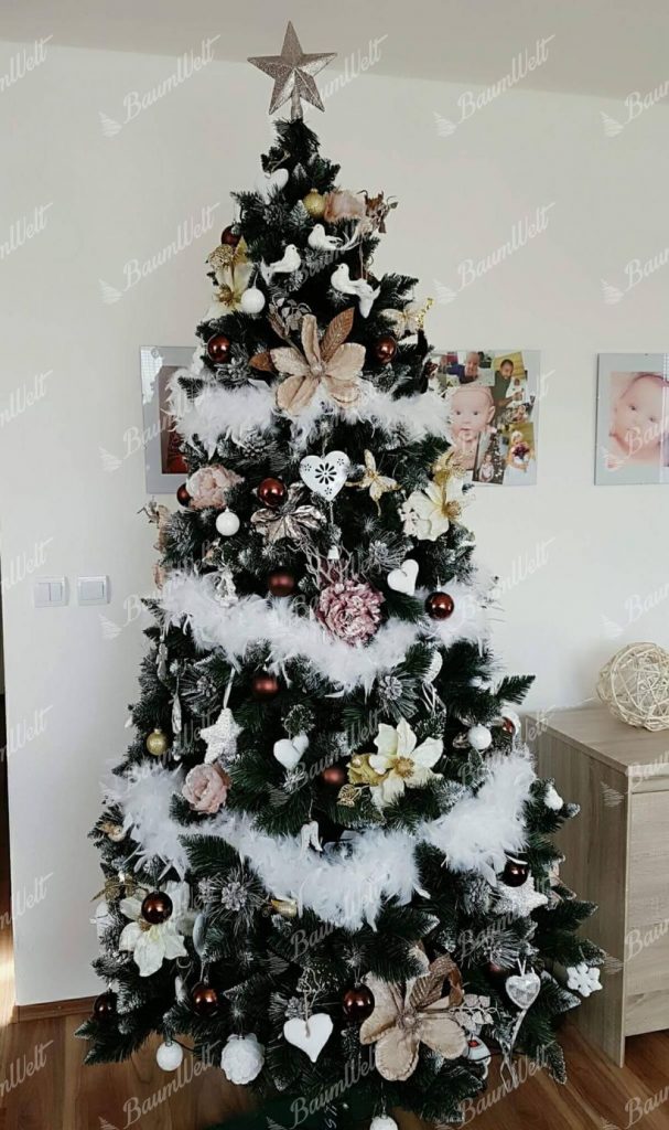 Künstlicher Weihnachtsbaum Silberkiefer mit Eiskristallen 220cm