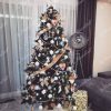 Künstlicher Weihnachtsbaum Silberkiefer mit Eiskristallen 250cm Weihnachtsbaum mit kupferfarbenen und weißen Verzierungen
