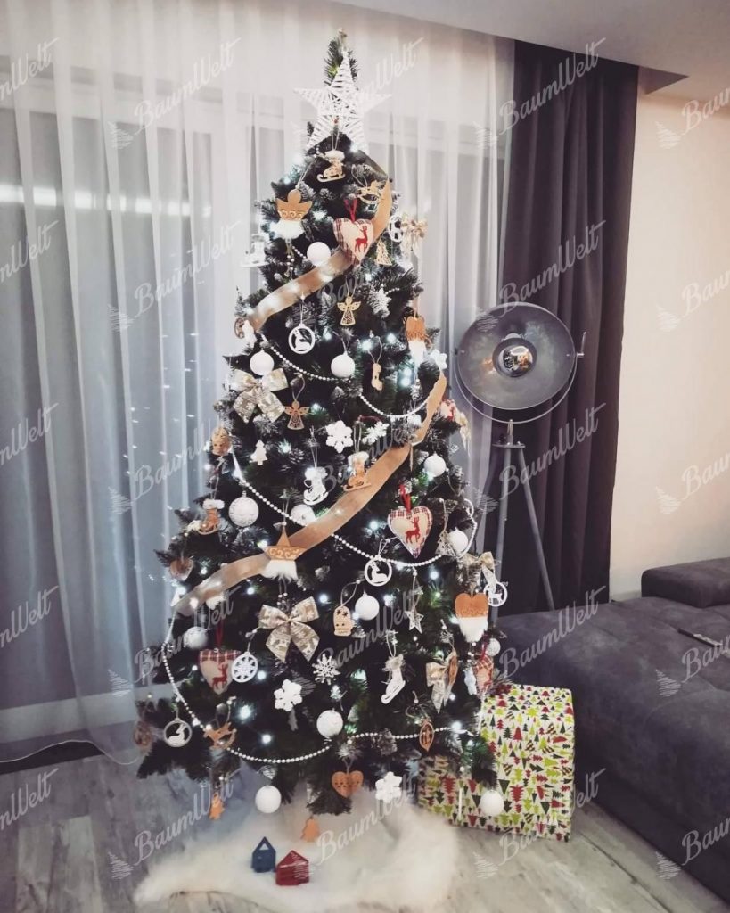 Künstlicher Weihnachtsbaum Silberkiefer mit Eiskristallen 250cm