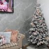 Künstlicher Weihnachtsbaum Weißkiefer Schmal 165cm Verschneiter Weihnachtsbaum mit rosa und silbernen Verzierungen