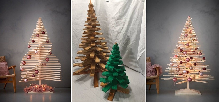 Weihnachtsbaum aus geschnittenen Brettern