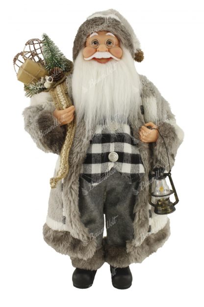 Dekoration Weihnachtsmann in grau 60cm