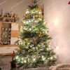 Künstlicher geschmükter Weihnachtsbaum FULL 3D kalifornische Fichte 240cm geschmückt mit goldenem Weihnachtsschmuck mit LED-Beleuchtung