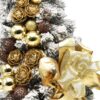 Schneebedeckter kleiner Weihnachtsbaum geschmückt Golden 50cm mit goldenen Verzierungen, Zapfen und Schleife