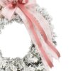 Schneebedeckter Weihnachtskranz an der Tür Rosa 35cm mit rosa Verzierungen und Schleife