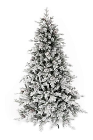 Künstlicher Weihnachtsbaum 3D Polarfichte, hat dick verschneite Zweige ist mit Zapfen verziert