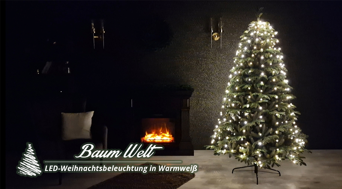 LEDWeihnachtsbeleuchtung in Warmweiß 180cm 270LED Baumwelt