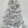 Künstlicher Weihnachtsbaum 3D Sibirische Tanne 210cm, ist mit weißen und rosa Dekorationen verziert