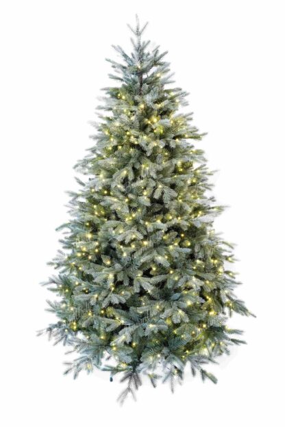 Künstlicher Weihnachtsbaum 3D Fichte Silber LED hat dichte grün-silbrige Zweige