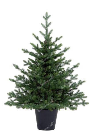 Künstlicher Weihnachtsbaum im Topf FULL 3D Fichte Natur, der Baum ist getopft und hat dicke grüne Nadeln