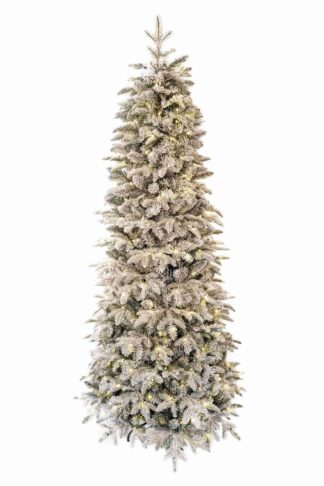 Künstlicher Weihnachtsbaum 3D Weißtanne Schmal LED hat dick verschneite Zweige
