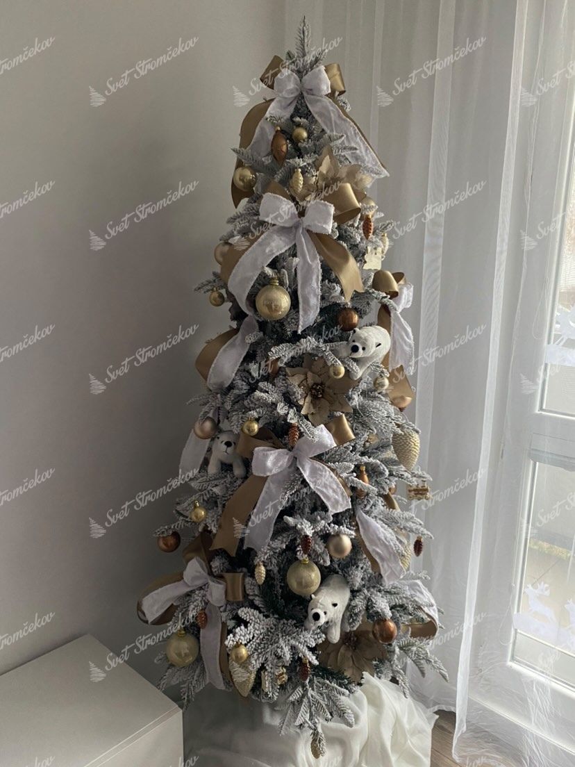 Künstlicher Weihnachtsbaum 3D Weiß-Tanne Schlank 180cm LED250