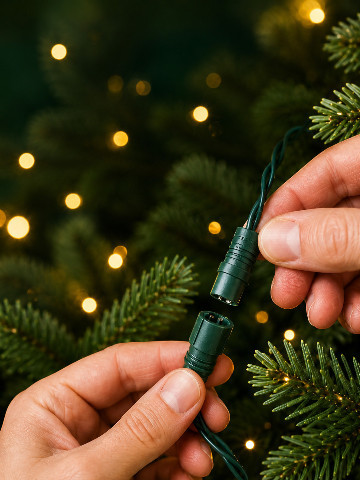 So schließen Sie die vormontierte Weihnachtsbeleuchtung richtig an