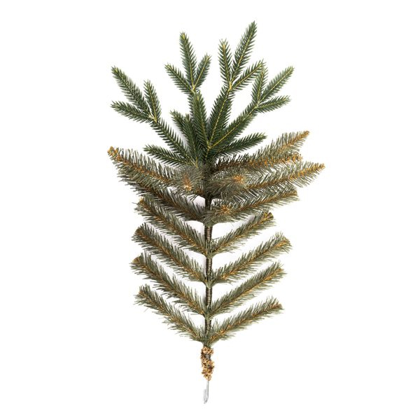 Detailansicht der 3D-Nadeln eines künstlichen Weihnachtsbaums mit 3D-Zweigen am Rand